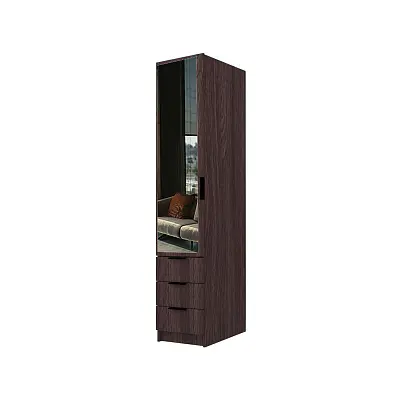 картинка Шкаф ЭКОН распашной 1 дверный с 3-мя ящиками с полками с зеркалом от магазина КУПИ КУПЕ